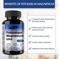 Magnesium Potassium Supplement 1000mg Capsules