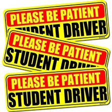 Student Driver Magnet Car Signs - Reflective Vehicle Bumper Magnet Set of 3