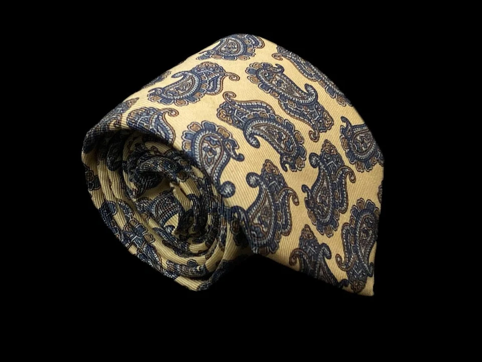 Corbata Aquascutum of London para hombre azul marfil cachemira 100 % seda vintage usada Foto 2 de 4