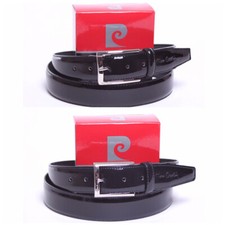 PIERRE CARDIN - CINTURA UOMO PELLE NERO VERNICE CON FIBBIA ARGENTO art. 1045