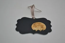 Two sided Metal Moon Ornament  4 x 3"  with Shutterfly bag