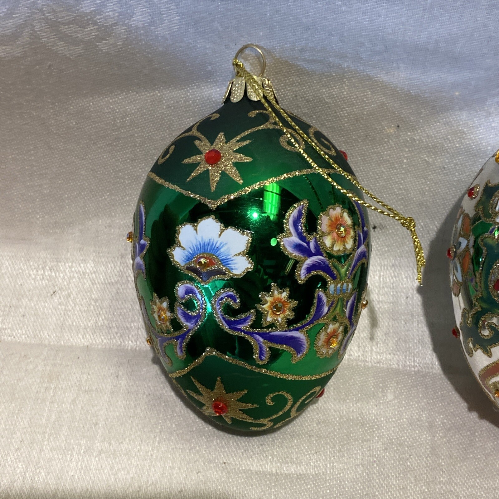 4 Beautiful Joan Rivers Egg Shaped Ornaments Flower eBay
