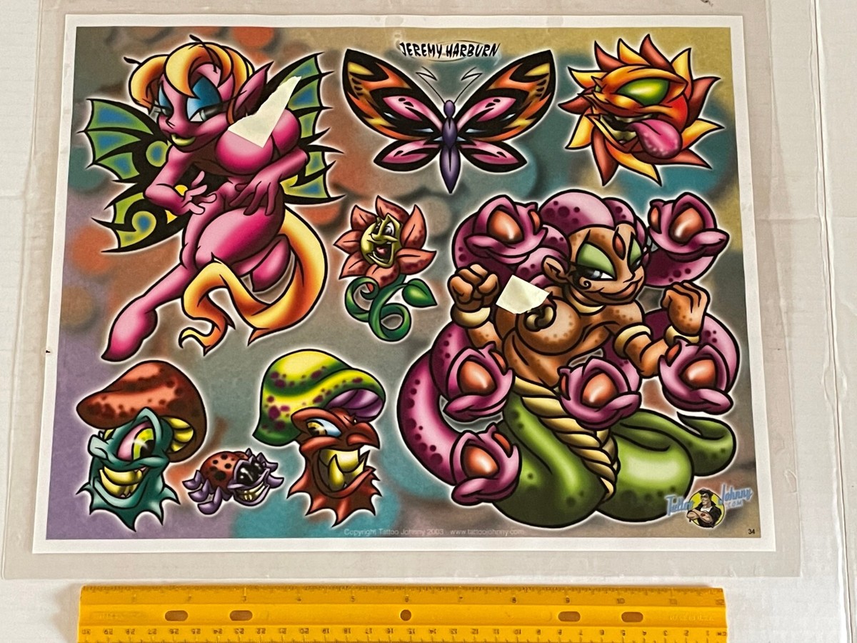 Vintage Art Tattoo Flash Sheet Jeremy Harburn /T716 | eBay