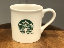 WHITE 14 OZ STARBUCKS CUP / MUG TM/MC GREEN MERMAID LOGO 2013 MADE IN THE USA