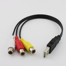 USB Male to 3 Rca RGB Female Video AV A/V Converter Cable For HDTV TV Television