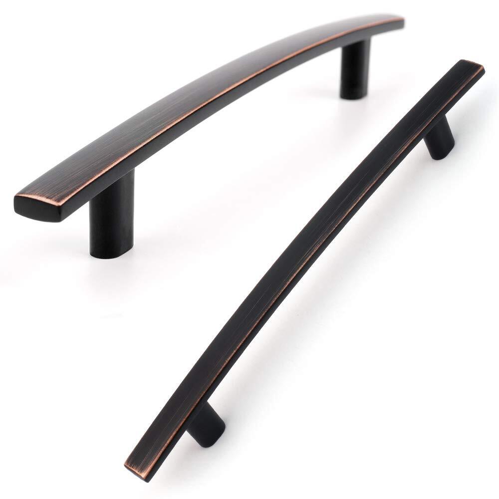 KOOFIZO Curved Bar Cabinet Pull in Oil Rubbed Bronze Sleek Arch Handle 5 Inch