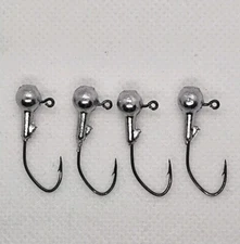 100 pcs 1/16 OZ ROUND JIG HEADS NO COLLAR #4 BLACK SICKLE HOOK UNPAINTED