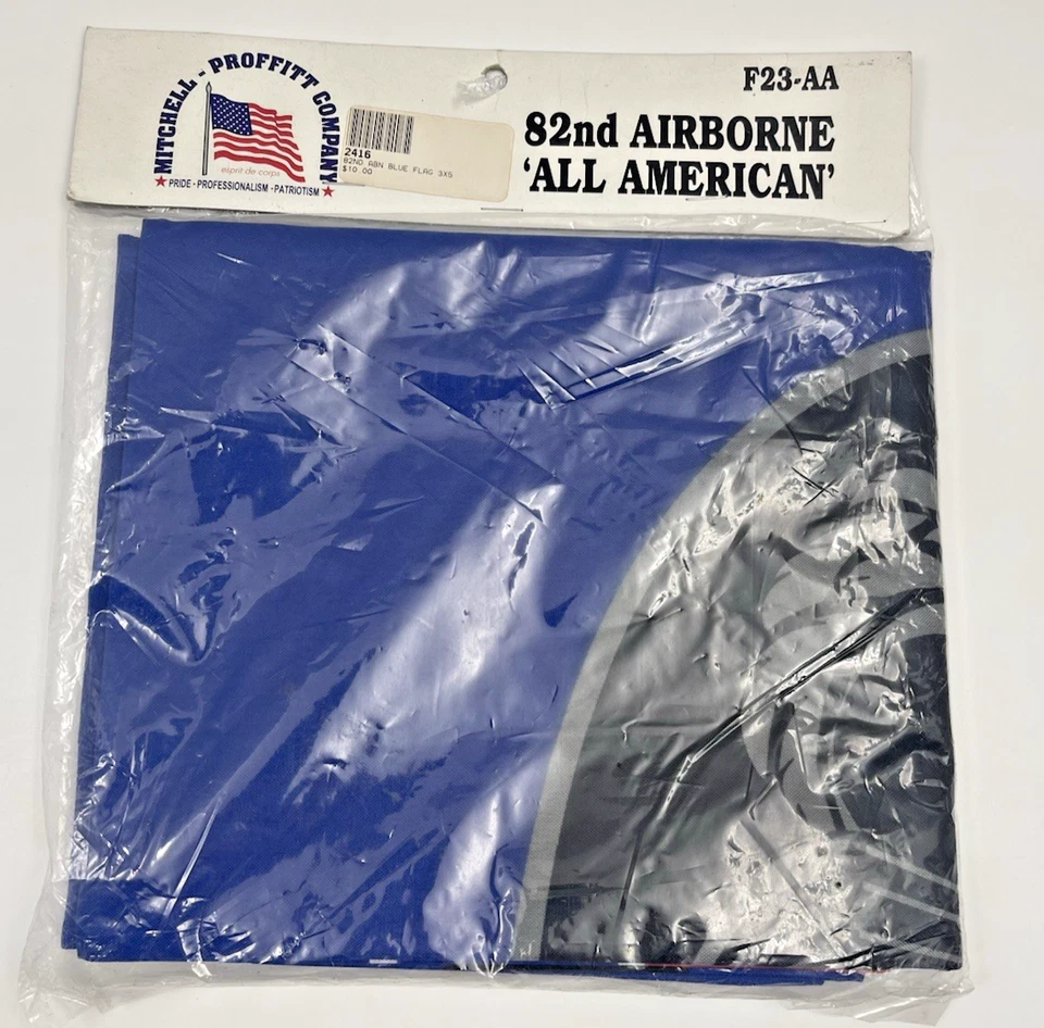82 Airborne All American Flags F23-AA Blue & F23-A White 3X5 Lot of 2 OldStock - Image 4 of 4