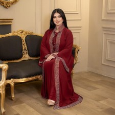 Open Kaftan Cardigan Kimono Abaya Sets Long Dress Dubai Women Evening Party Gown