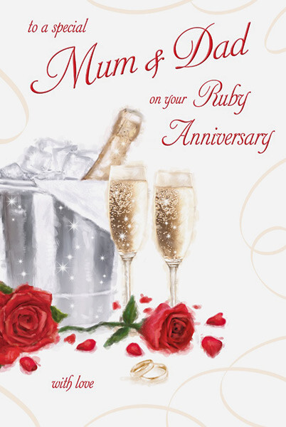 Mum And Dad On Your 40th Ruby Wedding Anniversary Card Verse For Sale Online Ebay