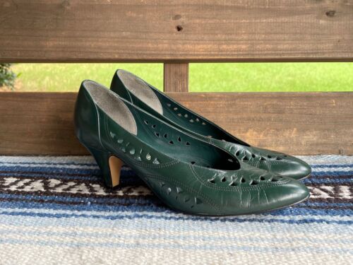 ✅ Naturalizer 69365 Women's Green Leather Pump Heels, size 7AAAA - Picture 4 of 12