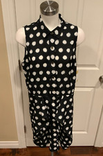 Michael Kors Navy Blue & White Polka Dot Shirt Dress, NWT! $120 Size 16