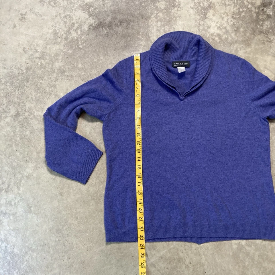 Jones New York Collection Cashmere Mujer XL Púrpura Cuello en V Acogedor Suave Foto 3 de 4
