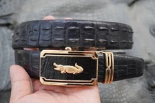 Black Genuine Crocodile Hornback Leather Skin Men's Belt W 1.5" #B16