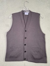 Vintage Penneys Towncraft Cardigan Sweater Vest Mens Medium Gray Button Acrylic