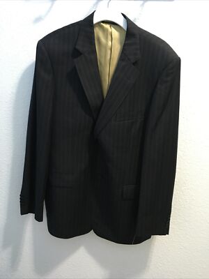 Hermes Vintage Men s Fine Striped Suit Jacket Black Size 54R