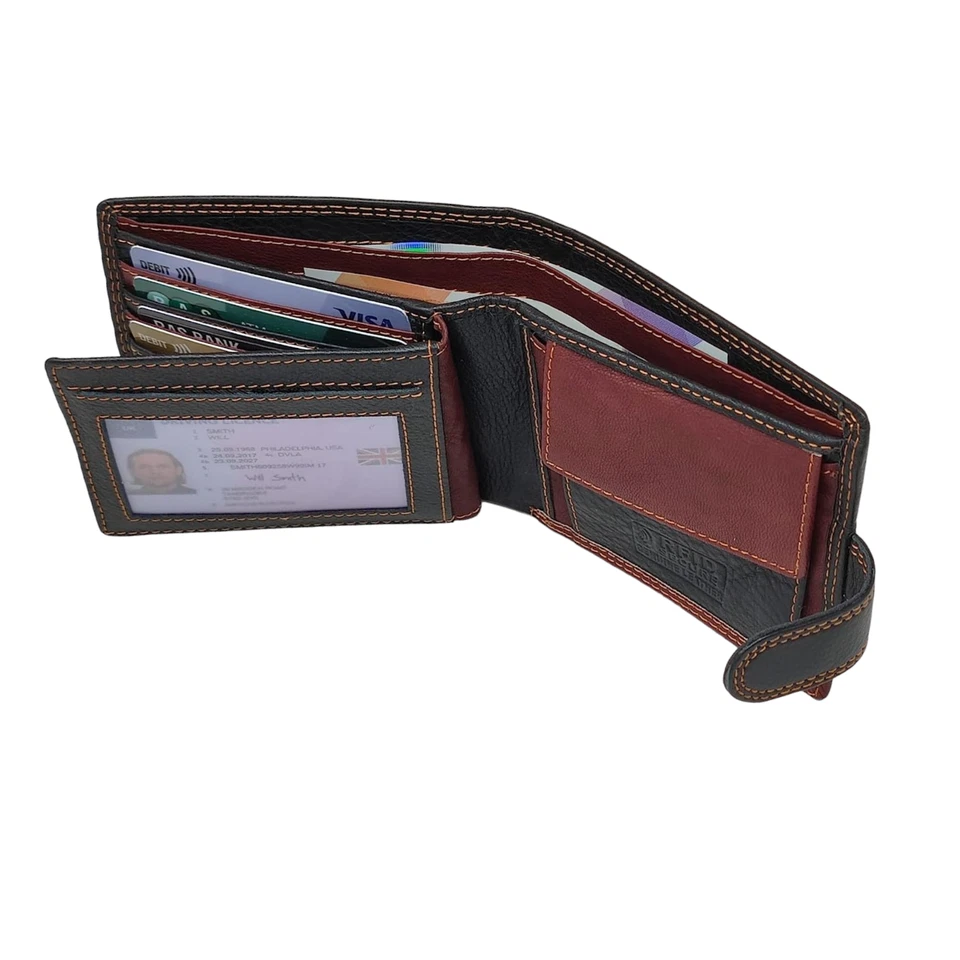MORUCHA Mens RFID Blocking Real Soft Leather Passcase Wallet with Gift Box - Image 4 of 4