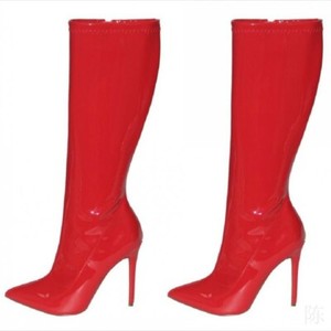 patent calf boots