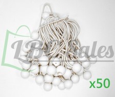 50 pcs 9" White ball bungee bungie cord heavy duty canopy tarp tie downs straps