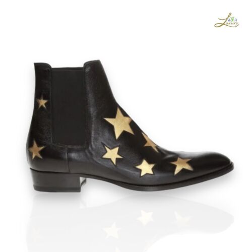 SAINT LAURENT BOOTS WYATT ANKLE BOOTS WITH STARS SIZE 43 - Picture 1 of 7