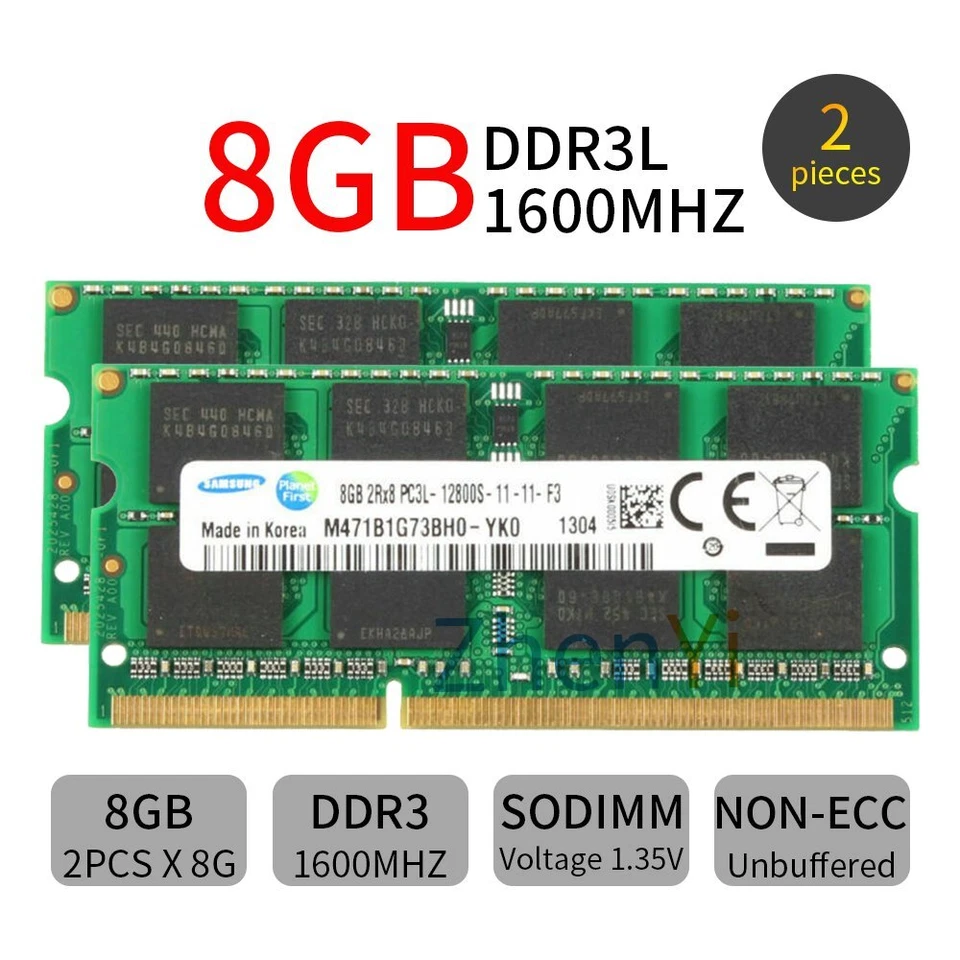 32GB 16GB 8GB PC3L-12800S DDR3L 1600MHz 204Pin SODIMM Laptop RAM For Samsung LOT - Image 3 of 4