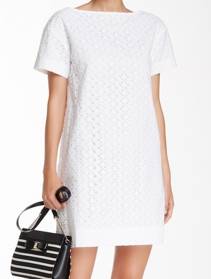 NWT $378 Kate Spade New York Cotton Eyelet Shirt Dress in White