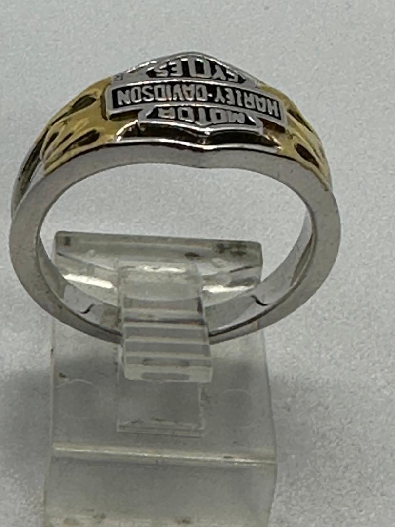 Women's Harley Davidson Gold Flame Bar an Shield Logo Ring