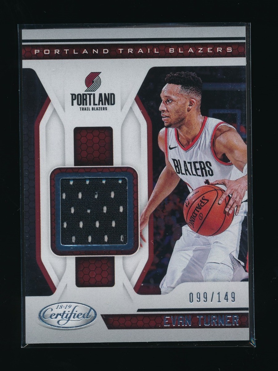 EVAN TURNER 2018-19 CERTIFIED MATERIAL JERSEY 99/149 *PORTLAND TRAIL  BLAZERS*