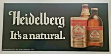Vintage Heidelberg It's a Natural Beer Sign Paper 22"x10" Heidelberg Brewery NOS