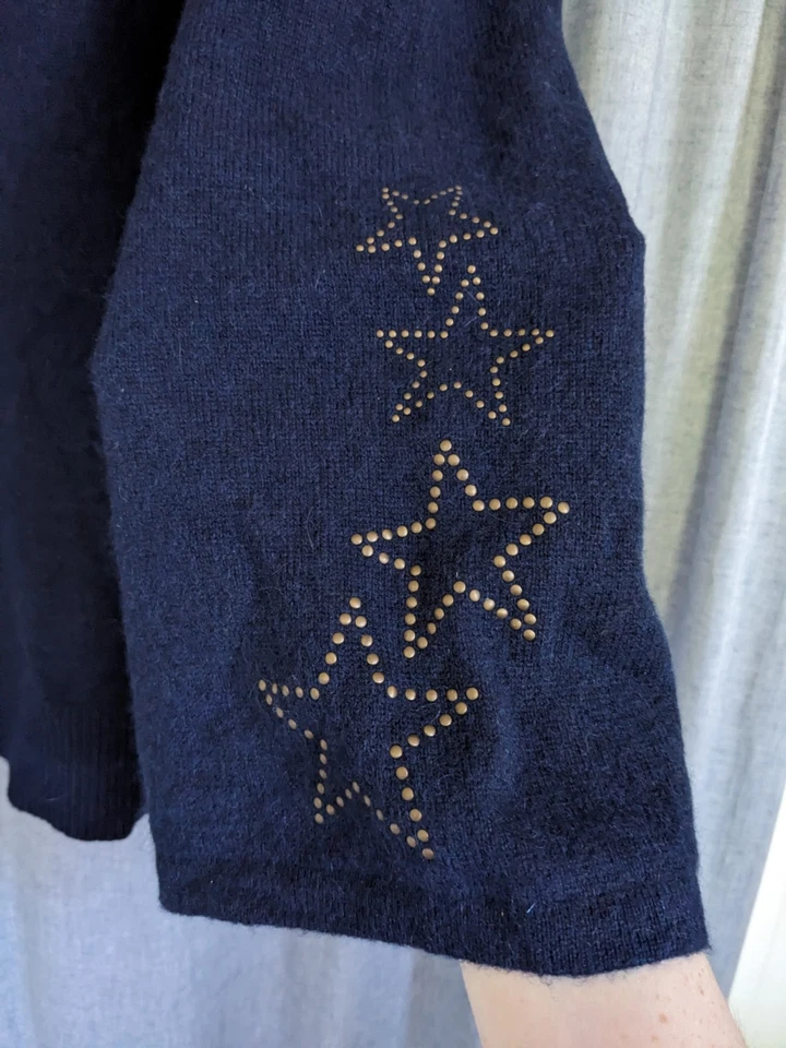 Suéter Charter Club Feminino M 100% Cashmere Luxo Estrelas da Marinha Aconchegante Herança - Imagem 2 de 4