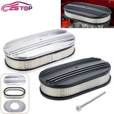 Chrome Half Finned Air Cleaner Set With Washable Filter12 X 2oval Shape Chrome Half Finned Air Cleaner Set With Washable Filter12 X 2oval Shape
