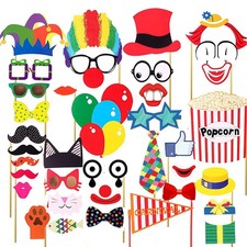 36 PCS Circus Photo Booth Props Funny Carnival Theme Party Decorations Kids