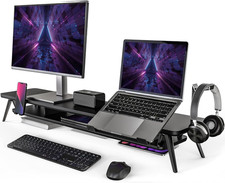 42.5-Inch Monitor Stand Riser with Laptop, Phone Headphone Holders 10 Adjus