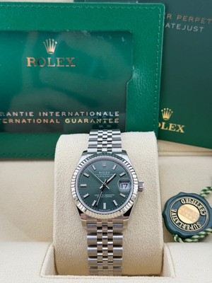 Rolex Datejust 278274 Green Dial 31mm Jubilee Fluted Bezel Unworn Box & Papers