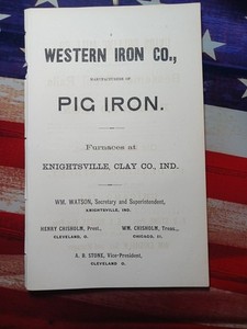 1871 Railroad Advertising WESTERN IRON COMPANY Knightsville Clay County Indiana