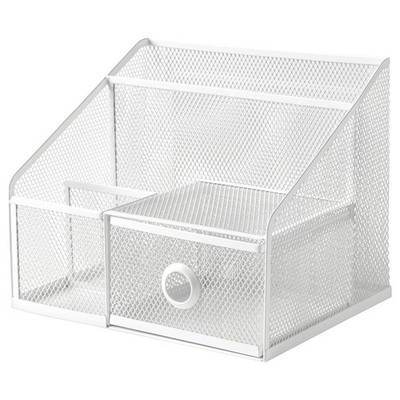 IKEA DRÖNJÖNS Schreibtisch Organizer weiß Metallgitter 25x20 cm Büro Aufbewahrung