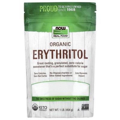 Now Foods Real Food Organic Erythritol Naturally Sweet 1 lb 454 g All-Natural,