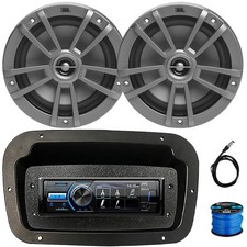 JVC KD-X560BT Bluetooth Receiver, 2x 6.5" 180W 2-Way Boat Gray Speaker, Antenna