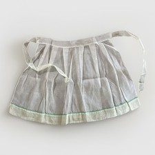 Antique 1950 s Sheer Half Apron Handmade Green Ric Rac White Retro Hostess Maid