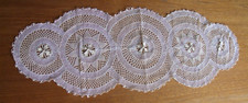 Vintage two tone cotton lace table runner 1970s