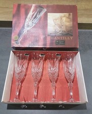Chantilly Cristal de France Set of 4 Champagne Flutes 15.5 Cl,+ 24% Lead Cristal