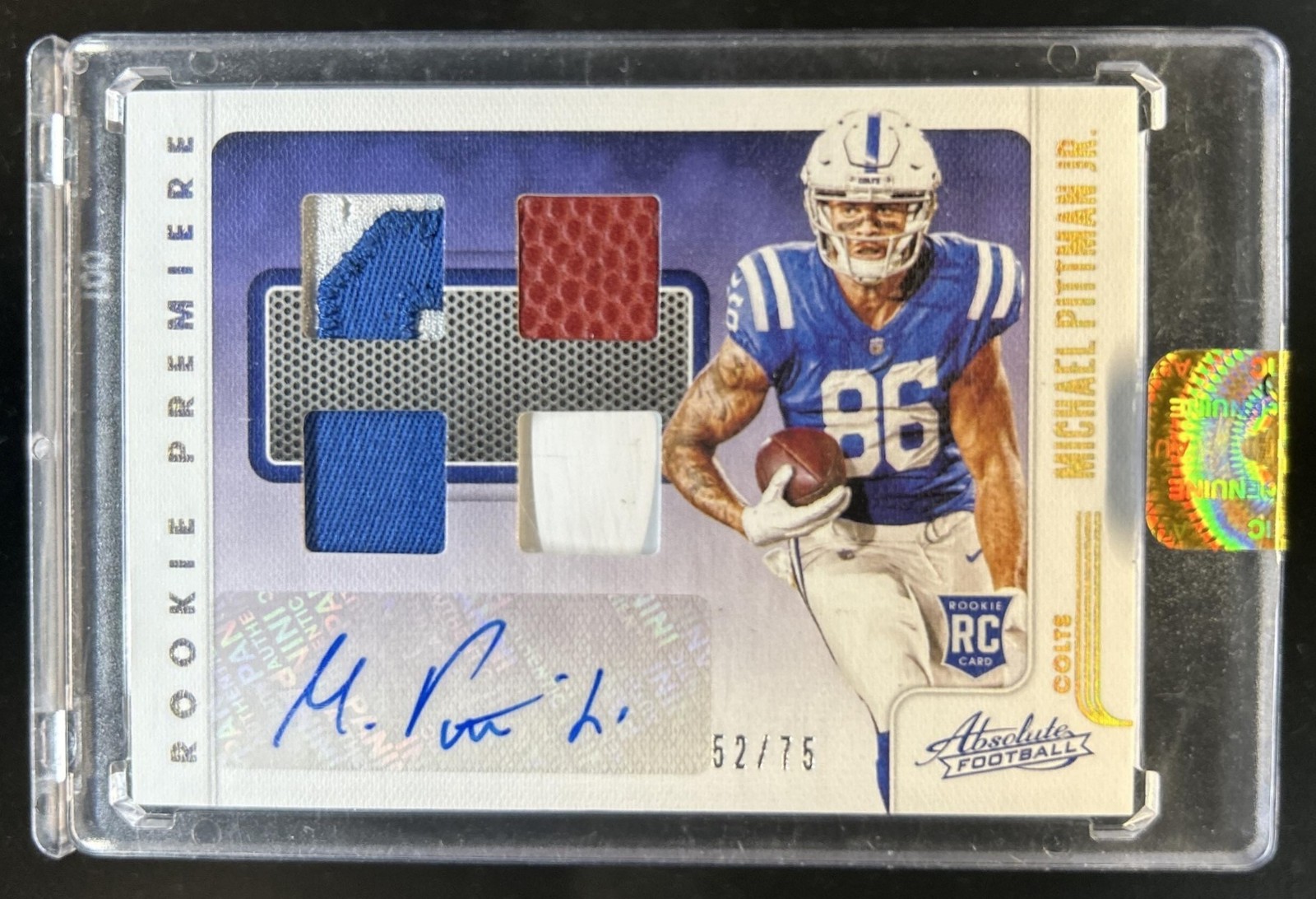 2020 Absolute Michael Pittman Jr. Rookie Premiere Quad Patch Prospect Auto #/75 view 1
