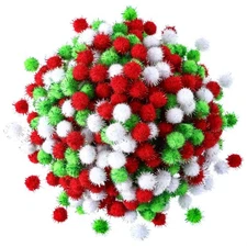 500 Pieces 0.5 Inch Sparkly Christmas Pompoms Dazzling Fluffy Pom Poms Balls ...