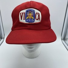 VICA Red Cap Trucker Hat Snap-back Vintage Mesh-back Made in USA