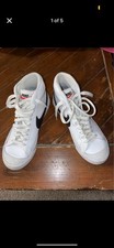 Nike Blazer Mid White Black Leather High Top Athletic Sneakers Kids 5Y W 6.5
