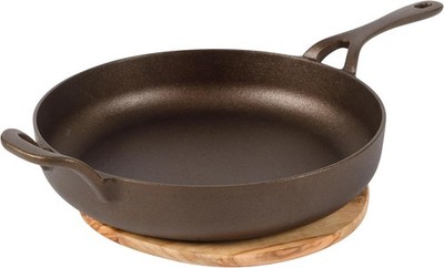 Bloomhouse - Natural Bronze Finish 12'' Cast Iron Skillet w/Long Handle