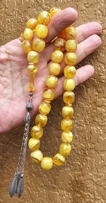 Amber Bakelite Prayer Worry Beads Baga Subha Tasbih Tasbeeh