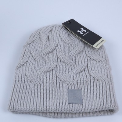 NEW Under Armour UA Women's Textured Knit Beanie Gray Coldest Conditions 