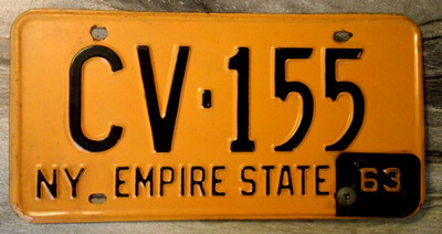 Vintage 1963 New York License Plate. Super Nice!