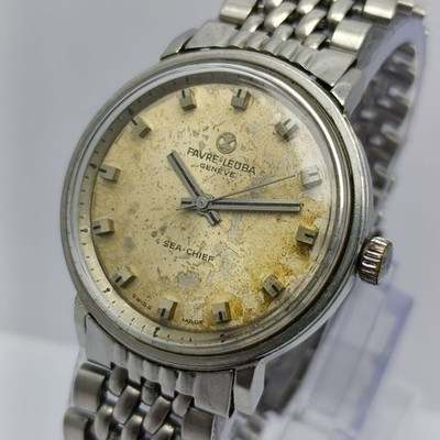 Favre Leuba Geneve Sea Chief Manual Winding Vintage Watch With BOR Band BDR90MUM